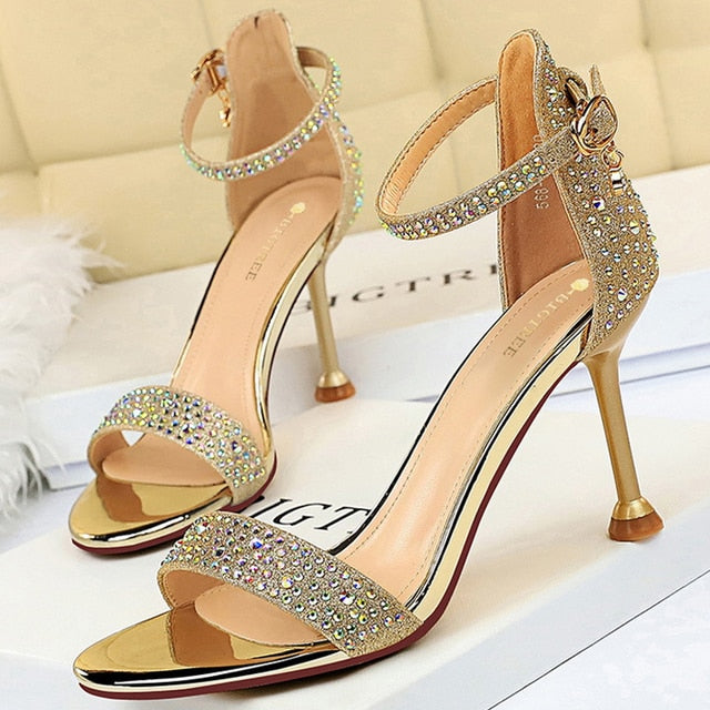 Rhinestone Luxury Open Toe Heels